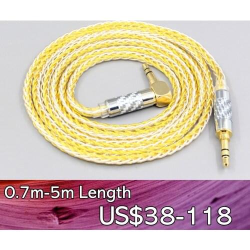 LN007675 8 Core Silver Gold Plated Earphone Cable For Fostex T50RP Mk3 T40RP Mk2 T20RP Mk2 Dekoni Audio Blue Headphone