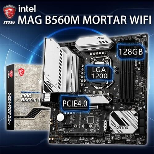 LGA 1200 MSI MAG B560M MORTAR WIFI Gaming Motherboard DDR4 128GB PCI-E 4.0 M.2 CHAI Overlocking Intel B560 Placa-mãe Gaming ATX