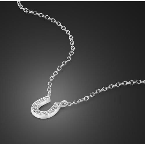 Fashion Korean Letter U Rose Gold Necklace Simple 100% 925 Sterling Silver Choker Pendant For Women/Girl Jewelry Gift