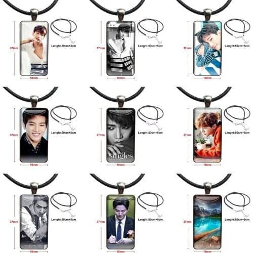 Fashion Glass Cabochon Pendant Necklace Women Steel Color Choker Rectangle Necklace 2pm Kpop Jun For Women Wedding Gift Kids