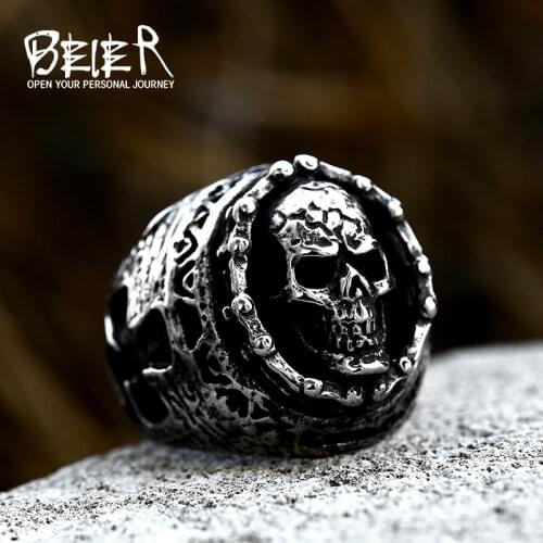 Geometric Solid Fashion Ring Stainless Steel Mens Polishing Square Skeleton Jewelry BR8-740