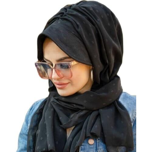 2021 New Season Turkey-India-Arab Islamic Muslim Headscarf Draped Flowy Hat Shawl Scarf Muslim Hijab Mixed Pattern Comfortable Use Does Not Sweat Luxury Fashion Elegant Design Cotton Chiffon Women Trend
