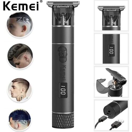 Kemei KM-1943 LED Display MenS Professional Hair Clipper Carbon Steel Hollow Cutter Head USB Rechargeable Electric Trimmer