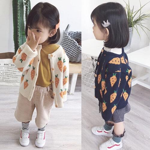 Baby girls Cardigan 0-7 years autumn and winter online celebrity Classic Jacquard radish baby kids clothes toddler cardigan