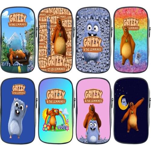 Kids Cute Cartoon Lemmings Pencil Box Students Sunlight Grizzly Bear Animal Pencil Case Boys Girls Anime Pen Bags Children Gift
