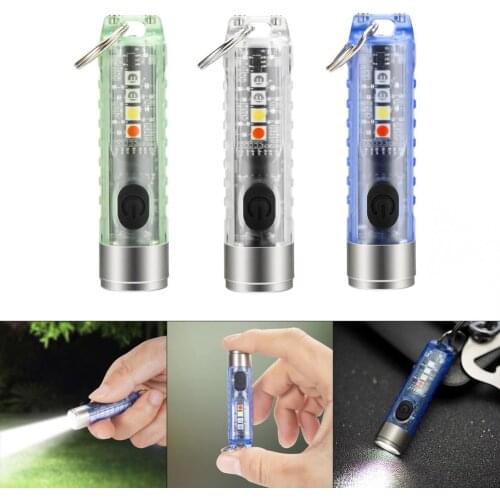 S11 Portable Mini SST20 LED Flashlight 11 Light Mode Keychain Flashlight with TypeC Direct Charge Multi-function Light Source