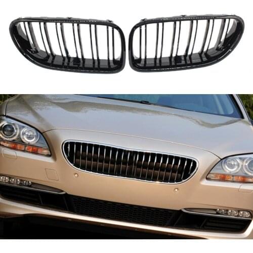 1Pair Glossy Black Front Kidney Grilles 51137211921 51137211922 51137212849 for BMW 6 Series F06 F12 F13 12-16 Auto Replacement