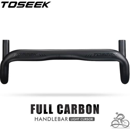 TOSEEK Road Bicycle Carbon Handlebar Reduce Resistance Bent Bar Strengthen Bike Parts 400/420/440mm External Routing Black Matte