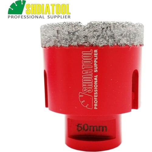 SHDIATOOL 1pc Diameter 50mm Vacuum brazed diamond drilling core bits with 10MM Diamond height hole saw M14 connection Drill bits