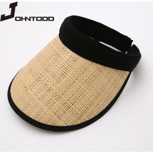 2021 New Summer Women Wide Brim Panama Straw Hat Empty Top Sun Visor Hollow Top Sun Hat Cap Ladies Holiday Beach Sunhats Chapeau