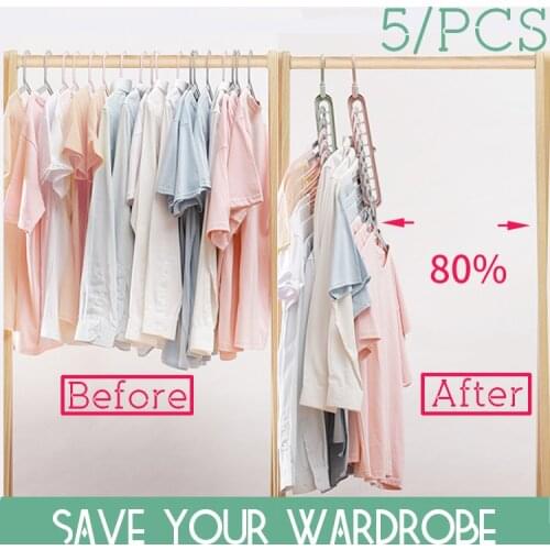 5/Pcs Multifunctional Wardrobe Organizer Clothing Hangers Home Storage Cabinet Clothes Drying Racks Bedroom Accessories New