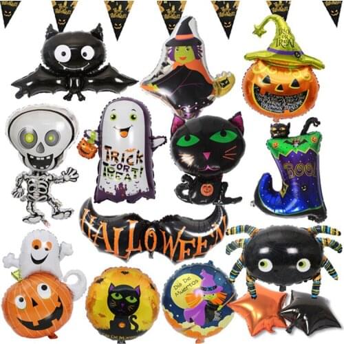 Halloween Pumpkin Ghost Balloons Halloween Decorations Spider Foil Balloons Inflatable Toys Bat Globos Halloween Party Supplies