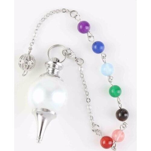 Xinshangmie Silver Plated Simulated Pearls Pendant ReiKi Healing Chakra Stone Chain Pendulum For Dowsing Fashion Jewelry