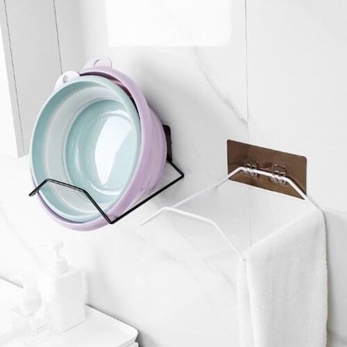 Free Punch Iron Washbasin Stand Bathroom Wall Mount Washbasin Rack Bathroom Strong Hook Wall Sticky Hook Storage Rack Practical