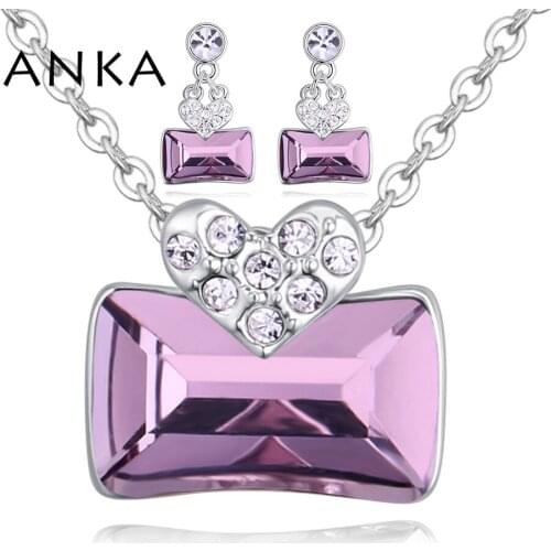 ANKA New luxury Geometric Crystal Earrings Necklace Set For Women Wedding Gift Main Stone Crystals from Austria #129758