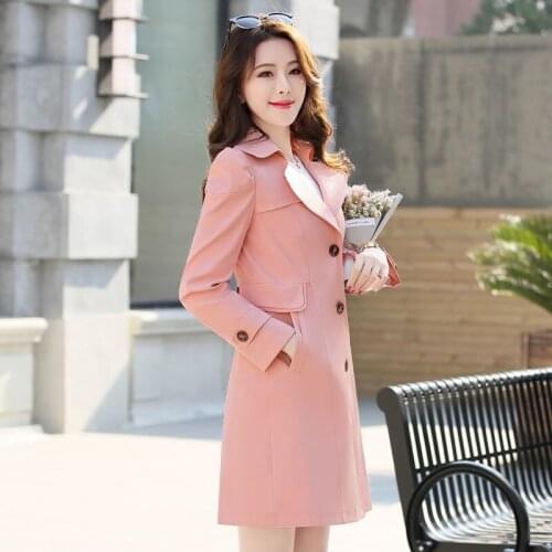 2021 Spring Plus Size 5XL Woman Trench Coat Single-breasted Slim Long Windbreaker All-match Autumn Outwear Ladies Clothing Femme