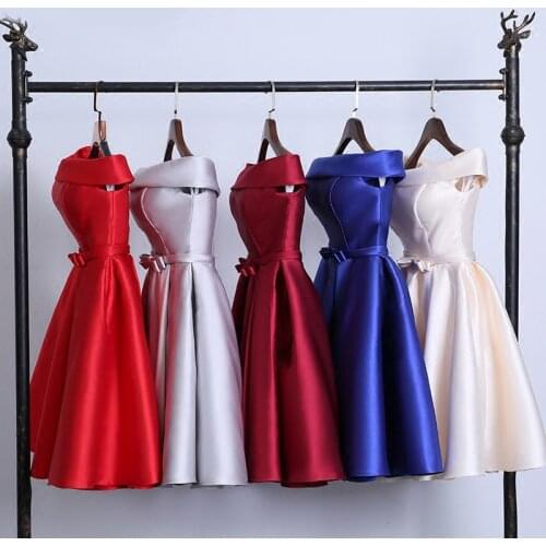 Robe de soiree 2020Short reflective dress Evening Boat Neck Party Ball Gown vestido de festa vestito da sera prom dresses