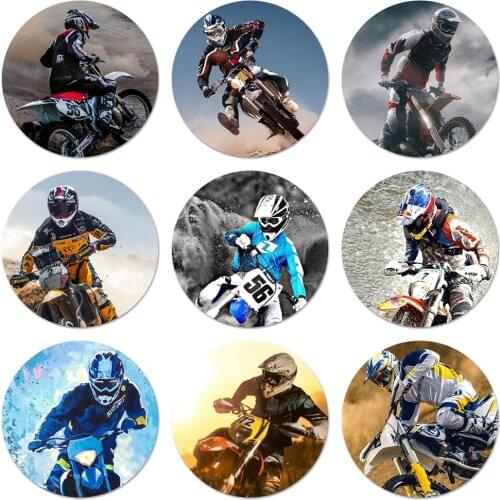 58mm Motocross Dirt Bikes Icons Pins Badge Decoration Brooches Metal Badges For Clothes Backpack Decoration