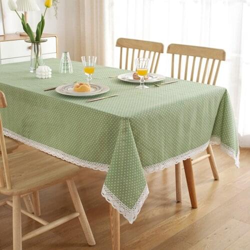 1Pcs Polka Dot Plaid Polyester Tablecloth Tassel Rectangular Table Cloth Dust Cover Home Kitchen Tea Table Cloth Home Decoration
