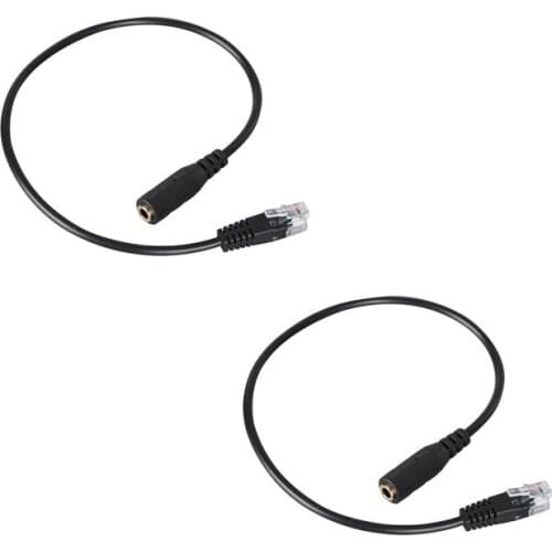 2Pcs 3.5Mm Plug Jack To RJ9 Phone Headset To Office Phone Earphone Adapter Cable
