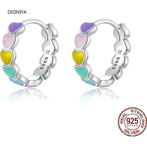 2021 Style Minimalist Circle Rainbow Earrings 925 Sterling Silver Colorful Stud Earrings For Women Fashion Jewelry SCE909