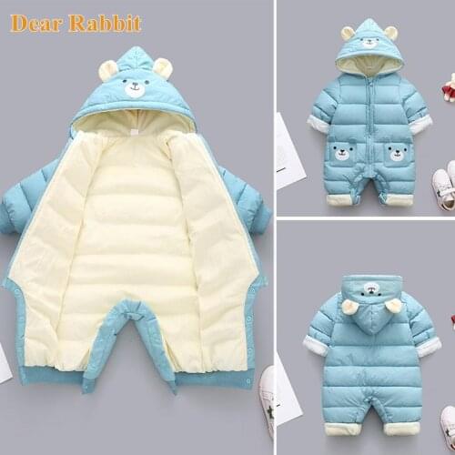 2020 New born Panda Baby clothes Winter Hooded Rompers Thick Cotton Warm Outfit Jumpsuit Overalls Snowsuit Children Boy Clothing