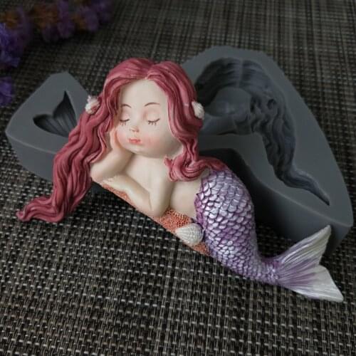 3D Baby Girl Mermaid Shape Silicone Mold Cake Candle Soap Plaster Resin Mould DIY Aromatherarpy Household Decoration Craft Tools