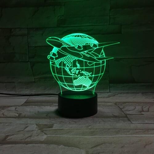 Plane Fly Earth 3D Lamp 7 Color change Remote Switch Small Night Light Colored lights Atmosphere lamp bedroom light For Gift 164