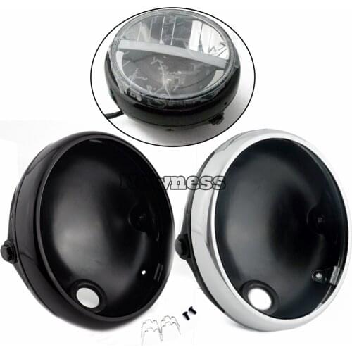 7" Black Chrome Round Motorcycle 7 Inch LED Headlight Mounting Housing Bucket For Harley Davidson FXWG Chopper Headlight Housing