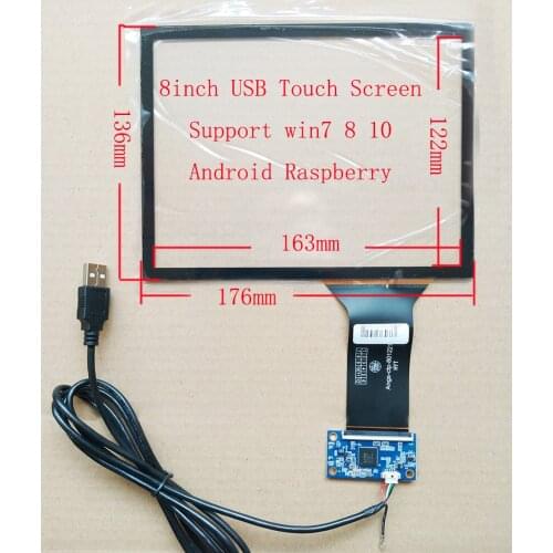 8inch 4:3 USB Touch Screen Support HJ080IA-01E/EJ080NA-04C/N080XCG-L21/HJ080IA-01B/CLAA080XA03BT Support Win7 8 10 Android Linux