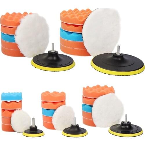 8pcs Auto Car Polishing Pad Kit For Car Polisher Drill Adapter M10 M14 Power Tools Accessories 3/4/5/6/7 Inch Buffer Pad Set