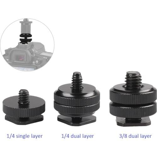 Photography Accessories 1/4'' /3/8" Single Dual Layer Flash Cold Hot Shoe Mount For Camera DSLR CanonNikonSony Minolta Yongnuo