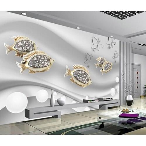 Bacal 8d mordern Wallpaper Mural wall stickers for kids rooms and living room 8d fish Photo Mural 3D Decor Wall Decals Art