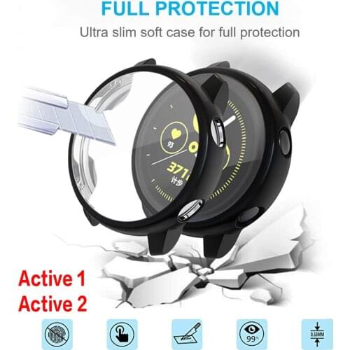 Case for Samsung watch active 2 44mm 40mm active 1 Soft All-Around TPU bumper Cover+Screen Protector Galaxy watch active 2 case