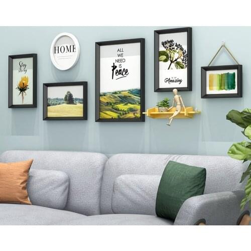 Sofa Background Wall Decoration Mural Nordic Style Photo Frame Combination Modern Fresh Hanging Picture Frames Living Room Layou