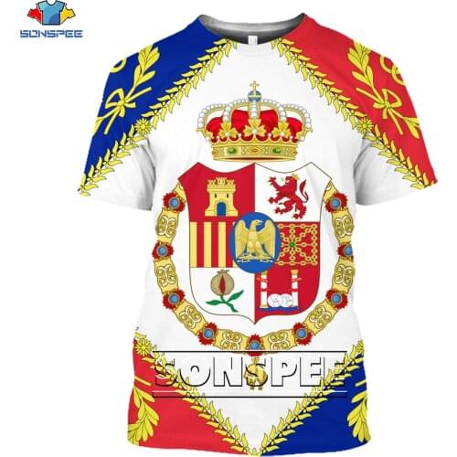SONSPEE 3D French Army Flag Print T-shirt Napoleon Badge Casual Fashion Short Sleeve Harajuku Street Oversized Mens Womens Top