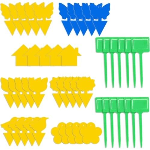 M17E 40/49pcs Flie Traps Bugs Sticky Board Dual-Sided Sticky Traps Flying Plant Insect Catcher Yellow Stickers Adhesive Trap