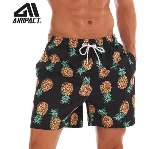 Aimpact Mens Board Shorts Pinapple Quick Dry Summer Beach Swim Shorts Fashion New Surf Hawaii Mesh lining Liner Trunks AM2192