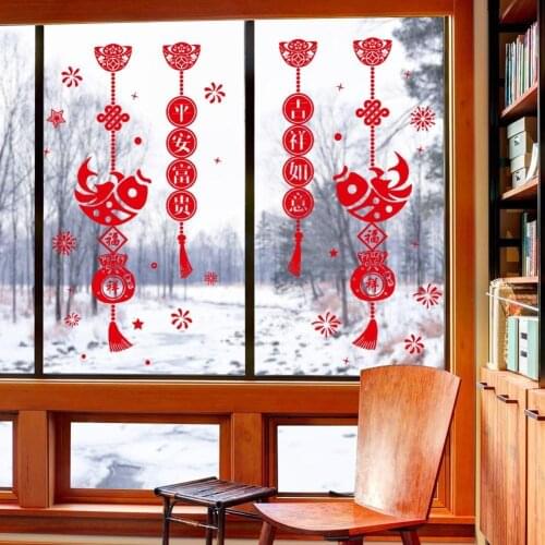 New Spring Festival Chinese New Year Stickers New Years Day Decorations Static Window Glass Stickers