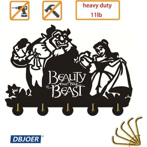 Beauty and The Beast Wall Key Rack Holder Wall Hooks Wall Hanger Coat Rack Keys Bags Clothes Multi-Purpose Hooks