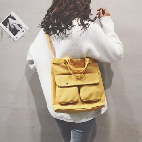 2018 New Canvas Casual Multi-pocket Shoulder Tote Bag Single Messenger Crossbody Bags Large Capacity Women Bag