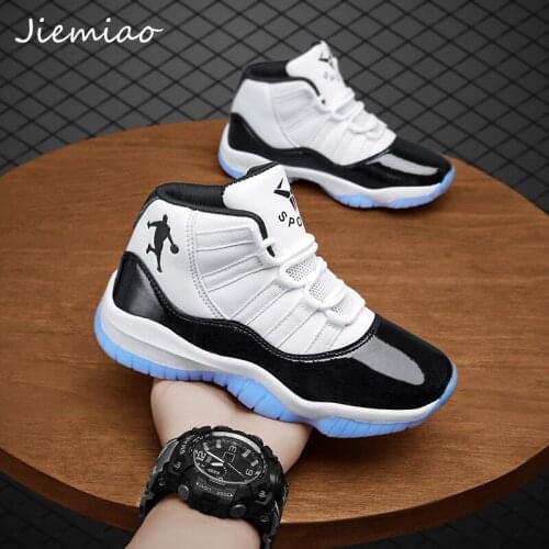 JIEMIAO 2021 New Big Children Basketball Shoes Breathable Boys Basketball Sneakers Outdoor Non-slip Kids Basket Trainer Shoes