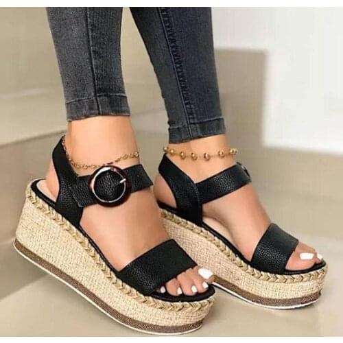2021 New Summer Wedges Sandals Platform High Heels Women Slipper Ladies Outside Shoes Basic Clog Wedge Slipper Flip Flop Sandals