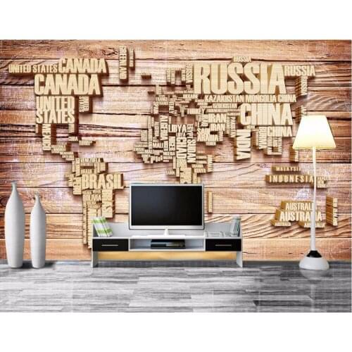 Custom 3D wallpaper for walls 3 d murals wallpaper 3D stereo classical letter map wood grain background wall decoration painting