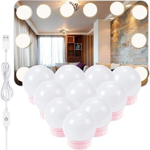 Dimmable Make Up Mirror Lights Hollywood Dressing LED Vanity Lamp Professional Makeup Mirror Light USB LED Vanity Mirror Lamp