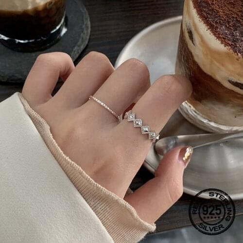 Simplicity Square Couple Rings Simple Three-Dimensional Design Understated Delicate Opening Adjustable Unisex Fine Jewelry Gifts