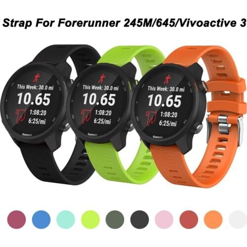 For Garmin Venu 20MM Watch Band Wrist Strap For Garmin Forerunner 158 245 245M 645 55 Vivoactive 3 Venu Silicone Sport Bracelet