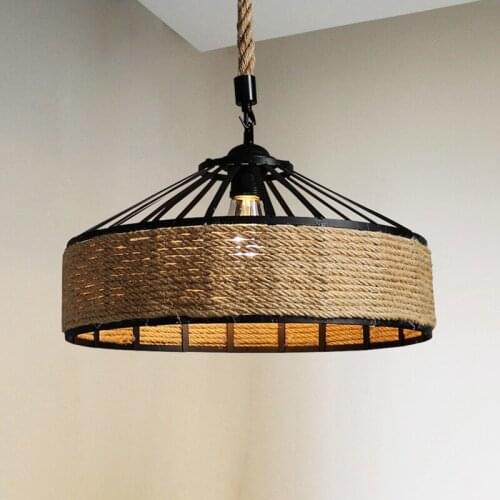 Modern Chandeliers American Industrial Style Retro Bar Cafe Hot Pot Restaurant Hemp Rope Iron Fixture Lighting Luminaire