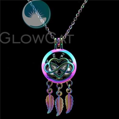 Alloy Rainbow Heart Infinity Sign Dream Catcher Beads Cage Necklaces Essential Oil Locket Choker Lovers Gift Jewelry Accessories