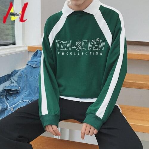 MANVALUE Young Boys and Girls Spring and Autumn Clothing 0-Neck Patchwork Geometric Patterns Letters Printing Hoodies